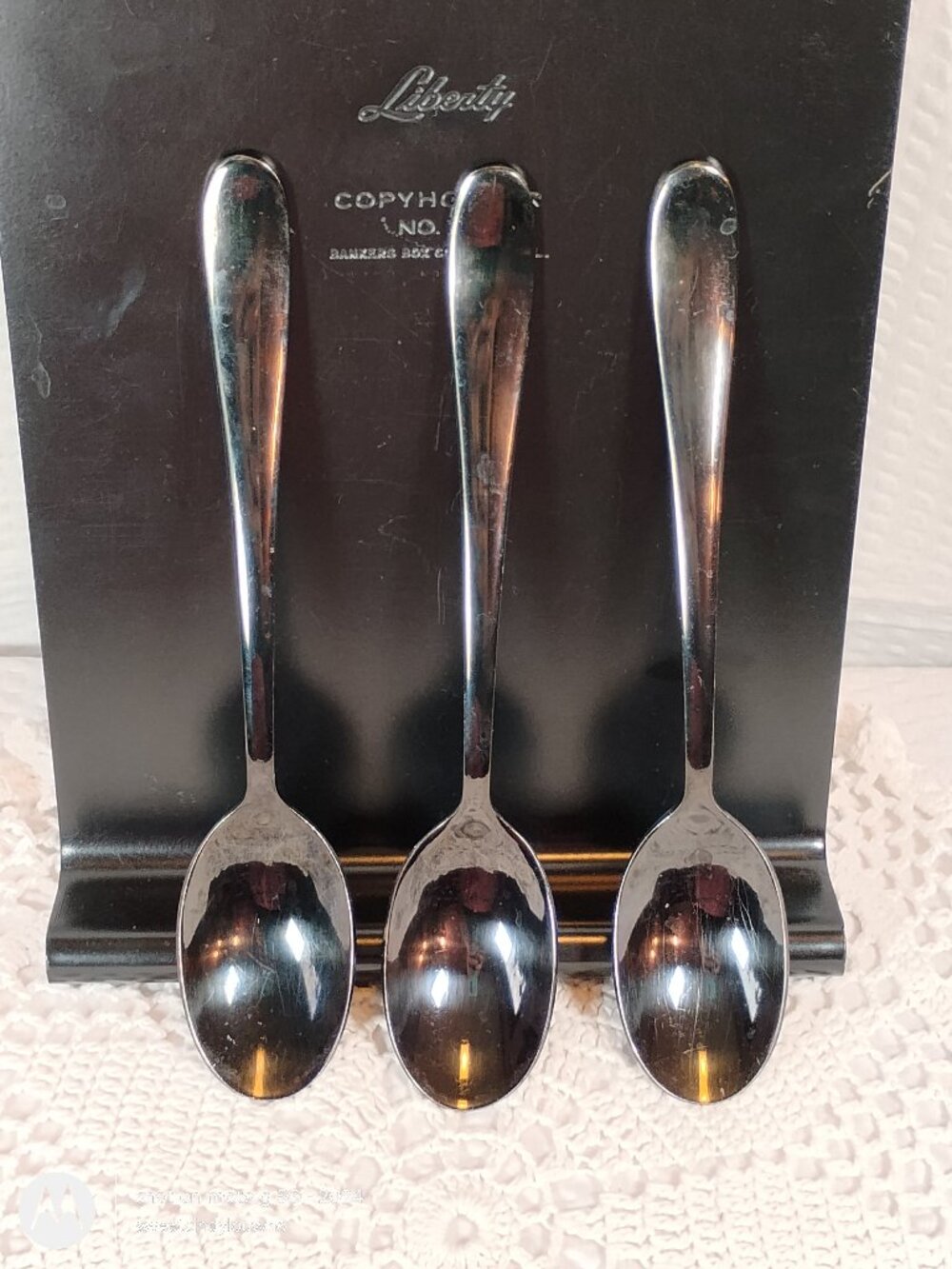 Set of (3) tablespoons Cambridge black colored stainless steel flatware 1990s